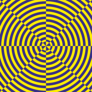 Converging linear illusion art print creating a vanishing point.