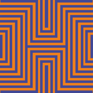 Twisted geometric grid illusion in high contrast black and white.
