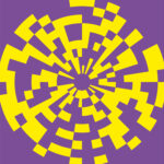 Spiral vortex illusion art converging to a central focal point.