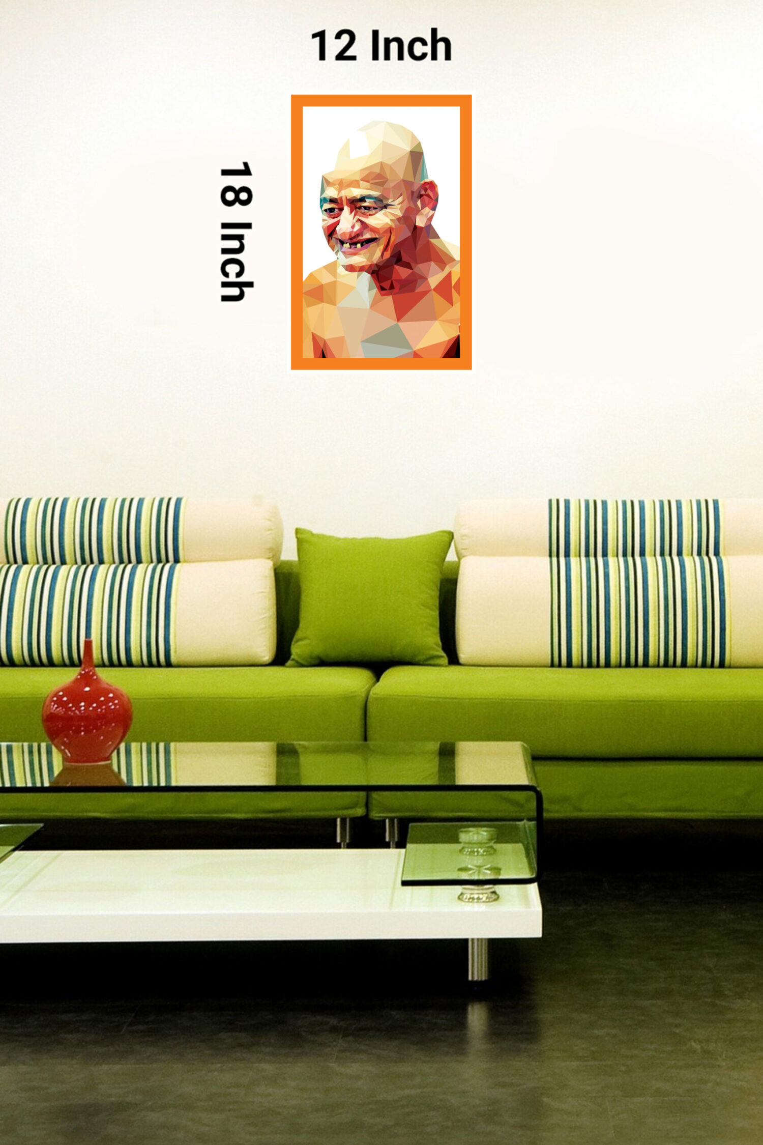 Spiritual artwork of Acharya Vidyasagar Ji with calm expression and saffron attire