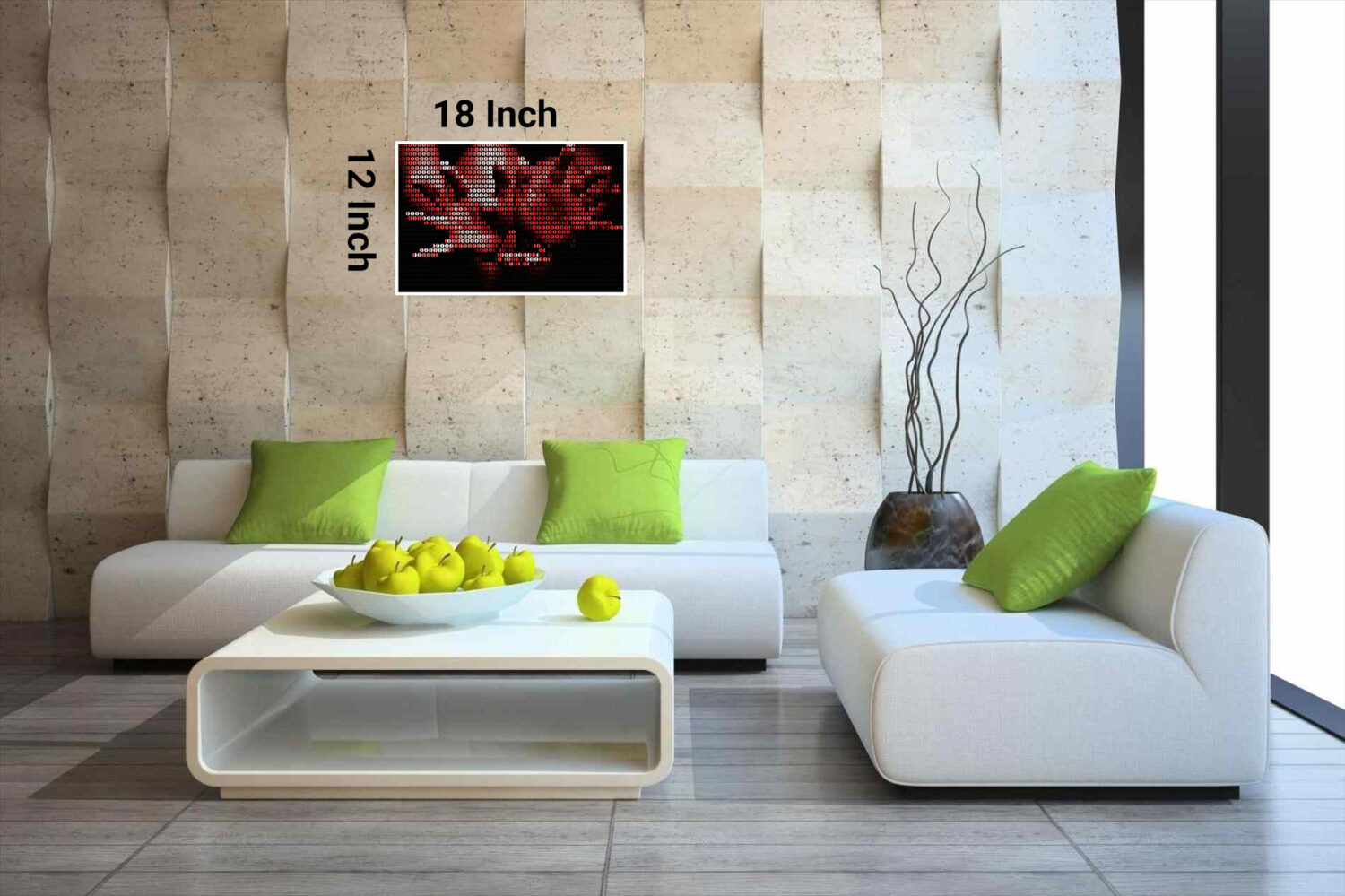 Distance illusion art of an ancient warrior hidden in abstract ink strokes.