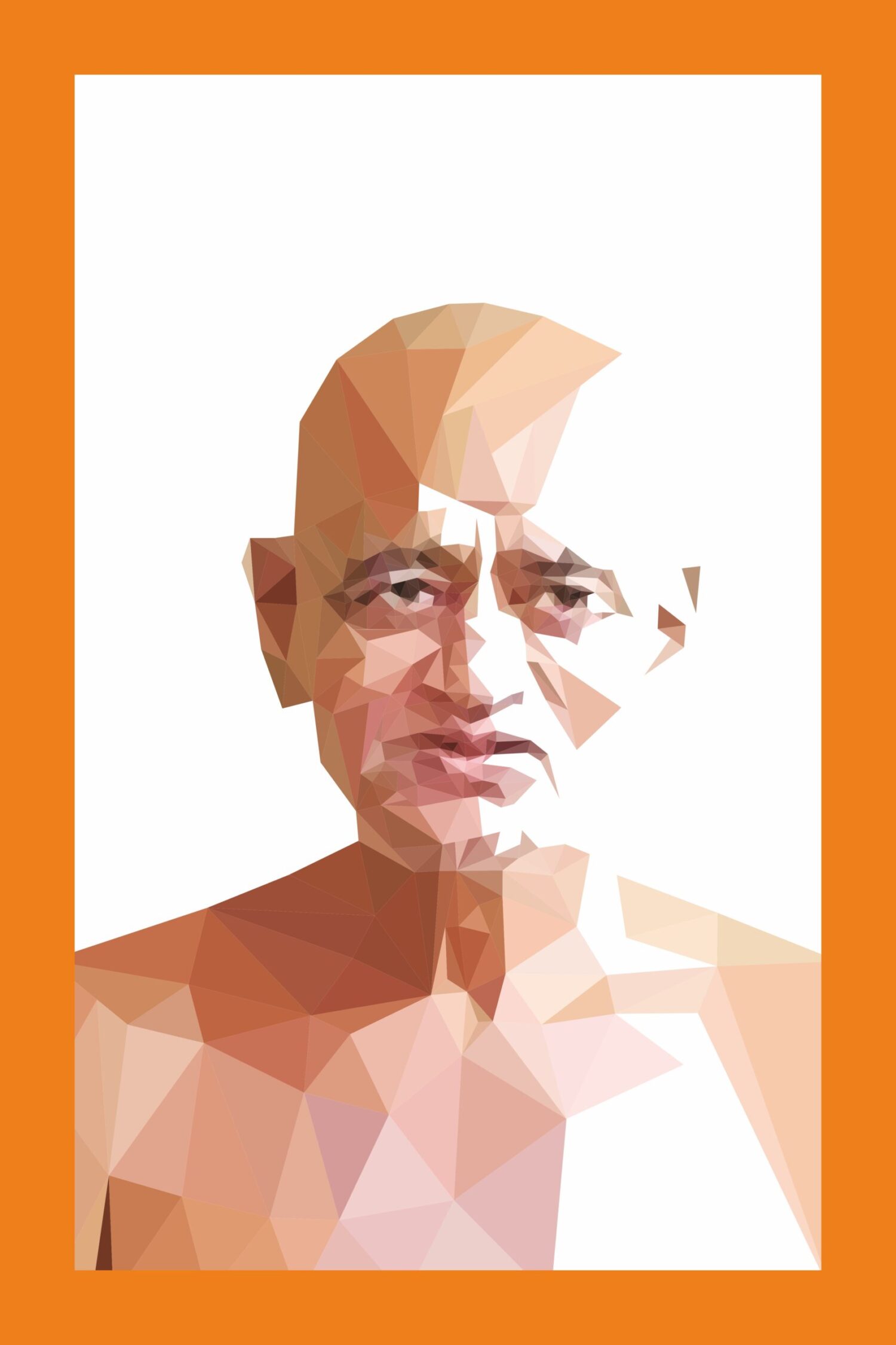 Spiritual artwork of Acharya Vidyasagar Ji with calm expression and saffron attire