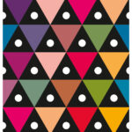 Art deco and pop-art-inspired circular pattern in neon shades