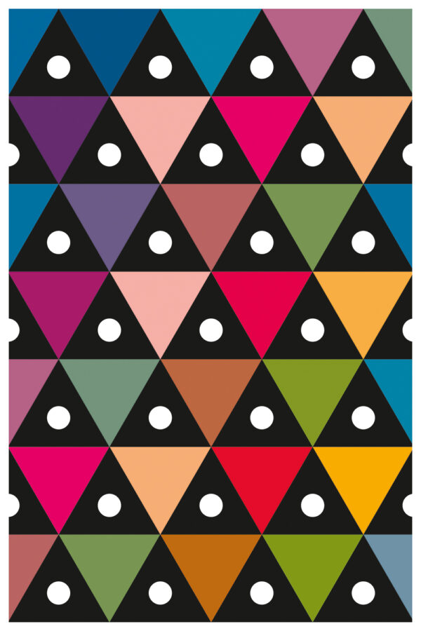 Art deco and pop-art-inspired circular pattern in neon shades