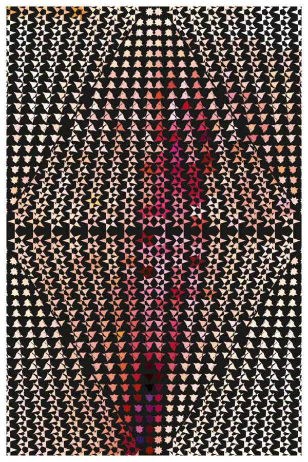 Faded pink and mauve pattern in echoing wave design