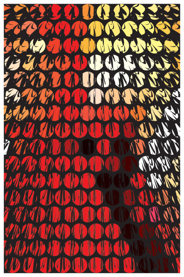 Bold crimson sensual pattern with pulsing energy