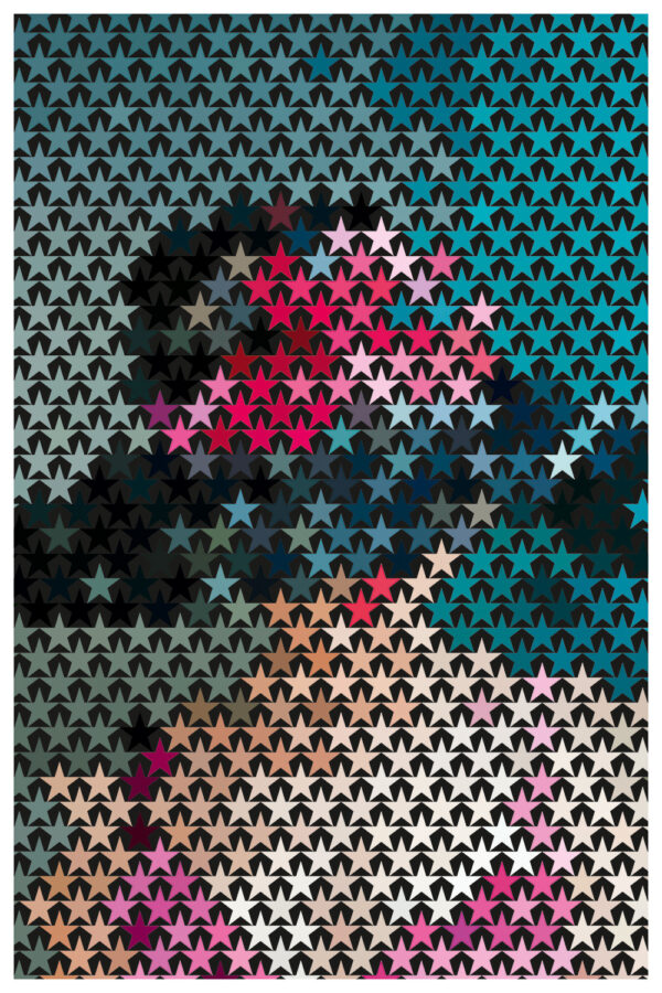 Floral mosaic pattern art with colorful tiles