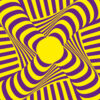 3D sphere optical illusion art with gradient curve lines.