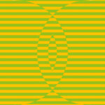 Illusion art with concentric swirling lines forming a hypnotic pattern.