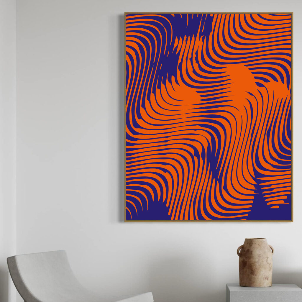 Abstract orange and blue wavy pattern